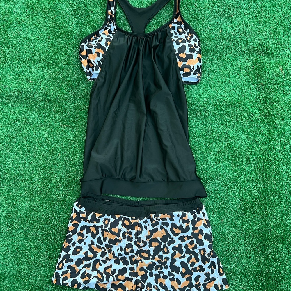Leopard Print Swim Set with shorts